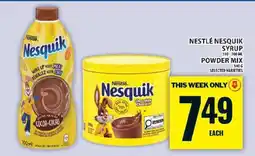 Food Basics Nestlé Nesquik Syrup or Powder Mix offer