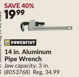 Princess Auto 14 in. Aluminum Pipe Wrench offer