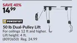 Princess Auto 50 lb Dual-Pulley Lift offer