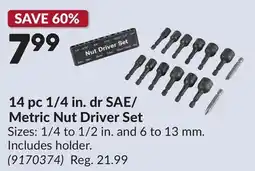 Princess Auto 14 pc 1/4 in. dr SAE/ Metric Nut Driver Set offer