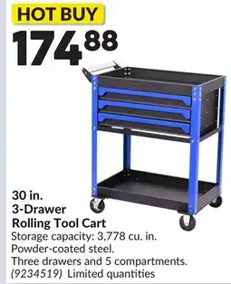 Princess Auto 30 in. 3-Drawer Rolling Tool Cart offer
