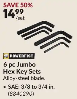 Princess Auto 6 pc Jumbo Hex Key Sets, SAE: 3/8 to 3/4 in offer