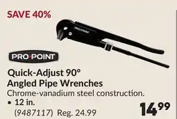 Princess Auto Quick-Adjust 90° Angled Pipe Wrenches offer