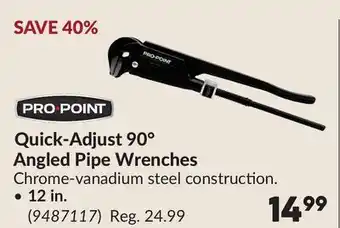 Princess Auto Quick-Adjust 90° Angled Pipe Wrenches offer