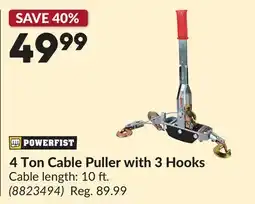 Princess Auto 4 Ton Cable Puller with 3 Hooks offer