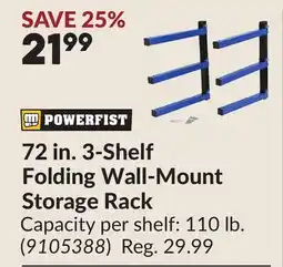 Princess Auto 72 in. 3-Shelf Folding Wall-Mount Storage Rack offer