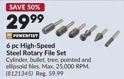 Princess Auto 6 pc High-Speed Steel Rotary File Set offer
