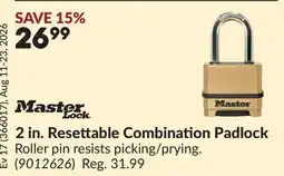 Princess Auto 2 in. Resettable Combination Padlock offer
