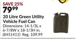 Princess Auto 20 Litre Green Utility Vehicle Fuel Can offer
