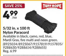 Princess Auto 5/32 in. x 100 ft Nylon Paracord offer