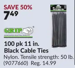 Princess Auto 100 pk 11 in. Black Cable Ties offer