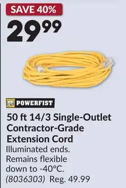 Princess Auto 50 ft 14/3 Single-Outlet Contractor-Grade Extension Cord offer