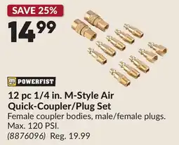 Princess Auto 12 pc 1/4 in. M-Style Air Quick-Coupler/Plug Set offer