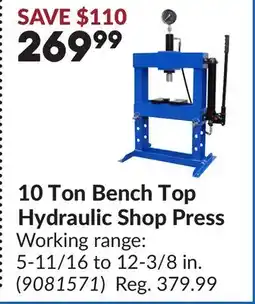 Princess Auto 10 Ton Bench Top Hydraulic Shop Press offer
