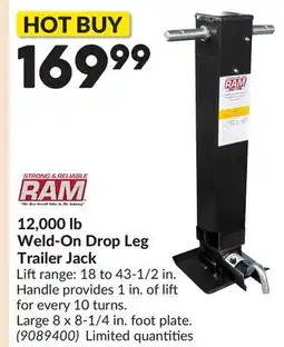 Princess Auto 12,000 lb Weld-On Drop Leg Trailer Jack offer