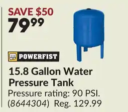 Princess Auto 15.8 Gallon Water Pressure Tank offer