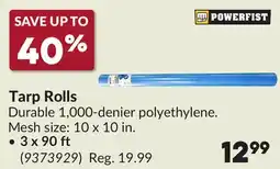 Princess Auto Tarp Rolls offer