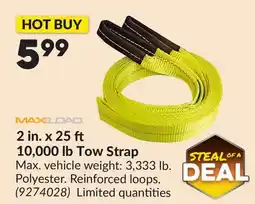 Princess Auto 2 in. x 25 10,000 lb Tow Strap offer