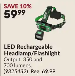 Princess Auto LED Rechargeable Headlamp/Flashlight offer