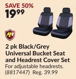 Princess Auto 2 pk Black/Grey Universal Bucket Seat and Headrest Cover Set offer
