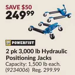 Princess Auto 2 pk 3,000 lb Hydraulic Positioning Jacks offer