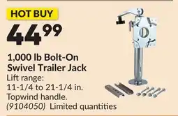 Princess Auto 1,000 lb Bolt-On Swivel Trailer Jack offer