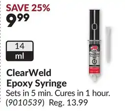 Princess Auto ClearWeld Epoxy Syringe offer