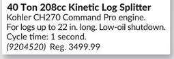 Princess Auto 40 Ton 208cc Kinetic Log Splitter offer