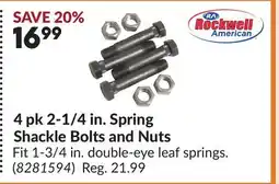 Princess Auto 4 pk 2-1/4 in. Spring Shackle Bolts and Nuts offer