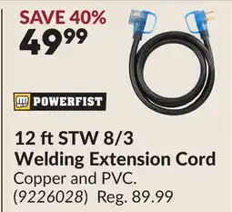 Princess Auto 12 ft STW 8/3 Welding Extension Cord offer