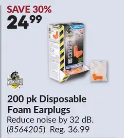 Princess Auto 200 pk Disposable Foam Earplugs offer