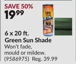 Princess Auto 6 x 20 ft. Green Sun Shade offer