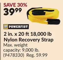 Princess Auto 2 in. x 20 ft 18,000 lb Nylon Recovery Strap offer