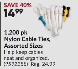 Princess Auto 1,200 pk Nylon Cable Ties, Assorted Sizes offer
