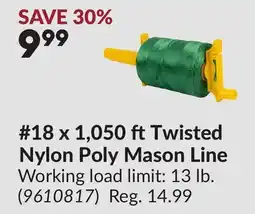 Princess Auto 18 x 1,050 ft Twisted Nylon Poly Mason Line offer