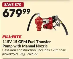 Princess Auto 115V 15 GPM Fuel Transfer Pump with Manual Nozzle offer