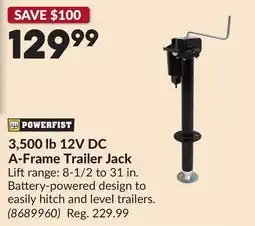 Princess Auto 3,500 lb 12V DC A-Frame Trailer Jack offer