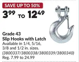 Princess Auto Grade 43 Slip Hooks with Latch offer