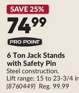 Princess Auto 6 Ton Jack Stands with Safety Pin offer