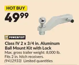 Princess Auto Class IV 2 x 3/4 in. Aluminum Ball Mount Kit with Lock offer