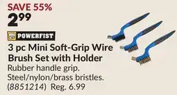 Princess Auto 3 pc Mini Soft-Grip Wire Brush Set with Holder offer