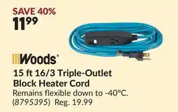 Princess Auto 15 ft16/3 Triple-Outlet Block Heater Cord offer