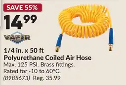 Princess Auto 1/4 in. x 50 ft Polyurethane Coiled Air Hose offer
