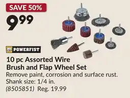 Princess Auto 10 pc Assorted Wire Brush and Flap Wheel Set offer