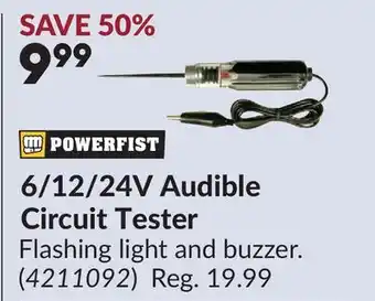 Princess Auto 6/12/24V Audible Circuit Tester offer