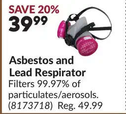 Princess Auto Asbestos and Lead Respirator offer