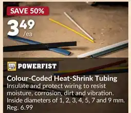 Princess Auto POWERFIST Colour-Coded Heat-Shrink Tubing offer