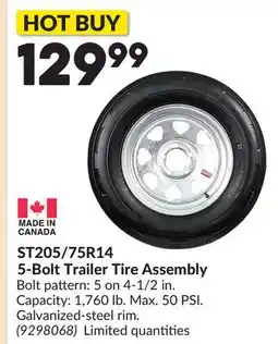 Princess Auto ST205/75R14 5-Bolt Trailer Tire Assembly offer