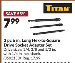 Princess Auto 3 pc 6 in. Long Hex-to-Square Drive Socket Adapter Set offer