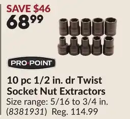 Princess Auto 10 pc 1/2 in. dr Twist Socket Nut Extractors offer